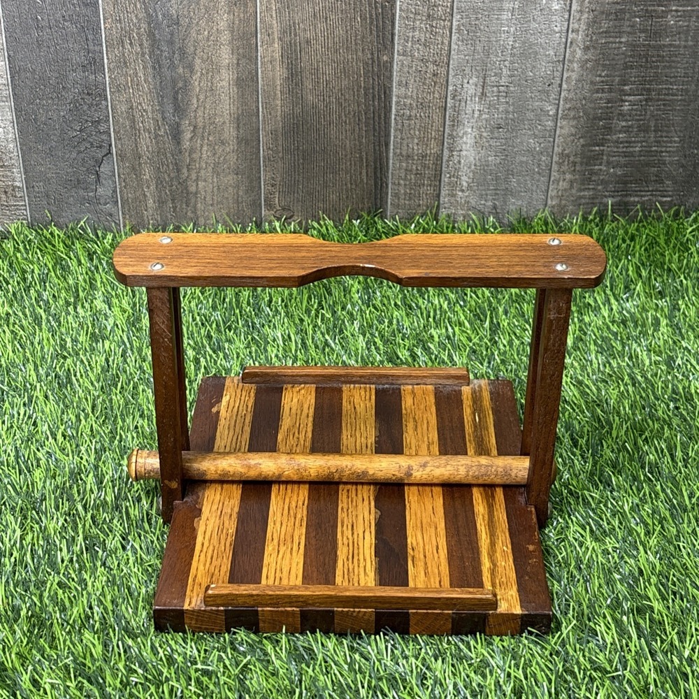 Vintage Wooden Napkin Holder‎ Two Tone Striped Kitchen Table Decor
